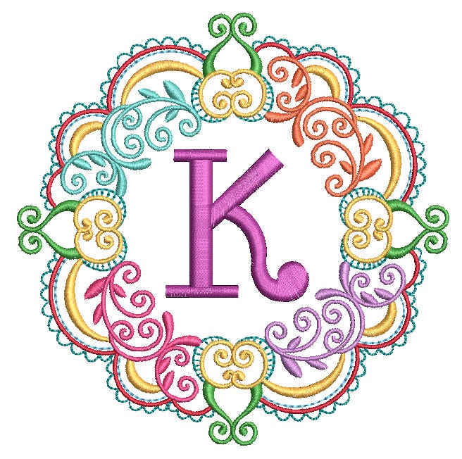 Mehndi Monogram Frames Set 2 Machine Embroidery Designs By JuJu