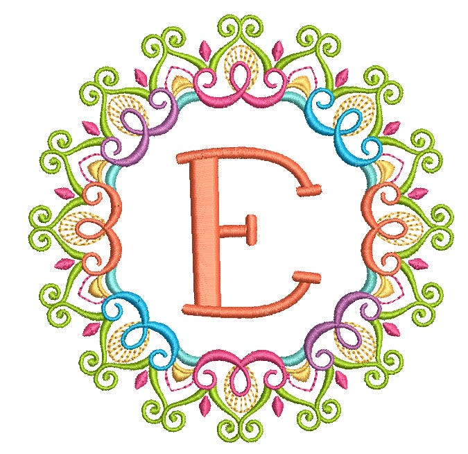 Mehndi Monogram Frames Set 1 Machine Embroidery Designs By JuJu