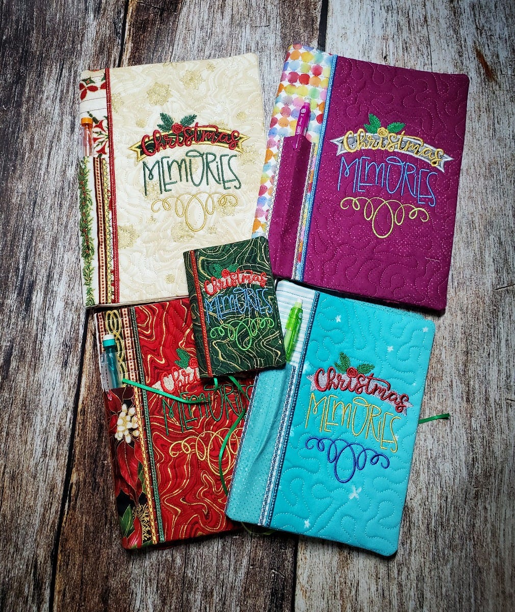 Christmas Memories Christmas Notebook Covers | Machine Embroidery Designs by JuJu