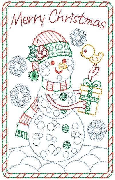 Christmas Greeting Cards Set 4 Digital Embroidery Designs by JuJu