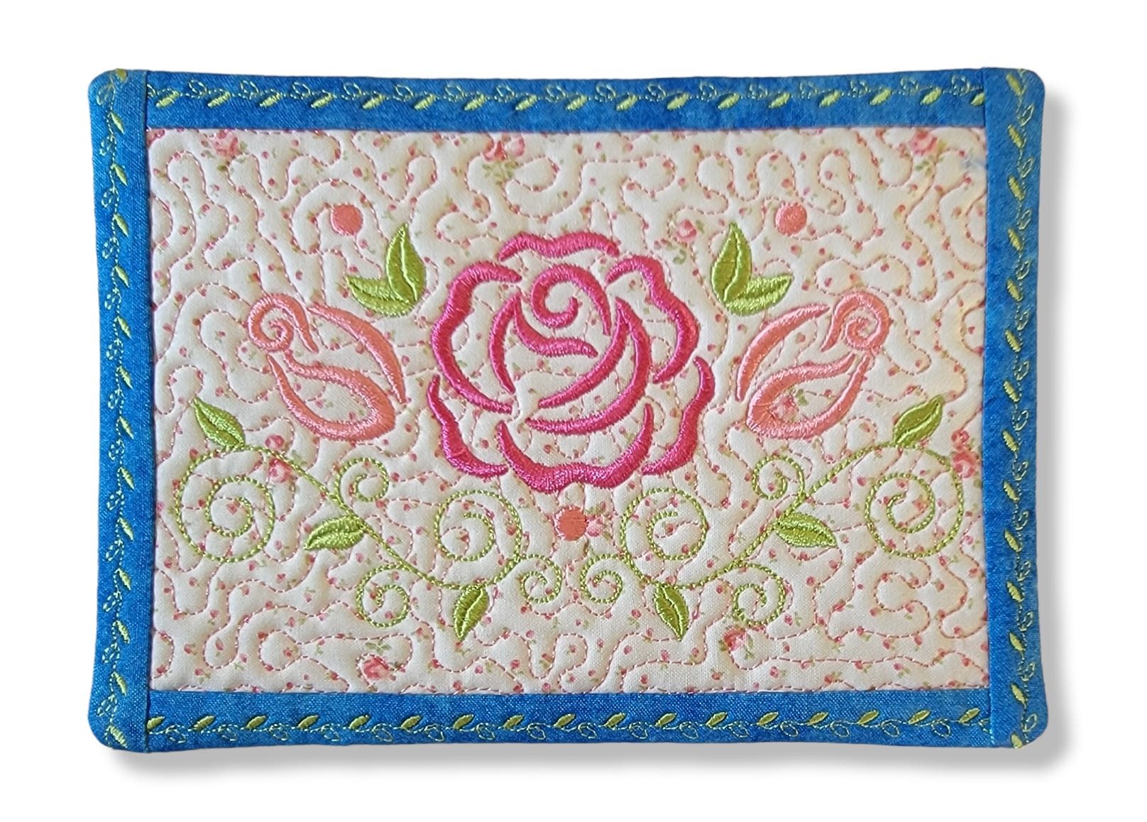 ITH Roses Mug Rug 4 | Machine Embroidery Designs by JuJu