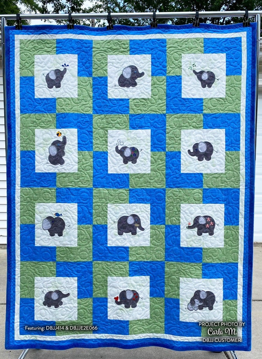 Elephants End-to-End Quilting Embroidery Design