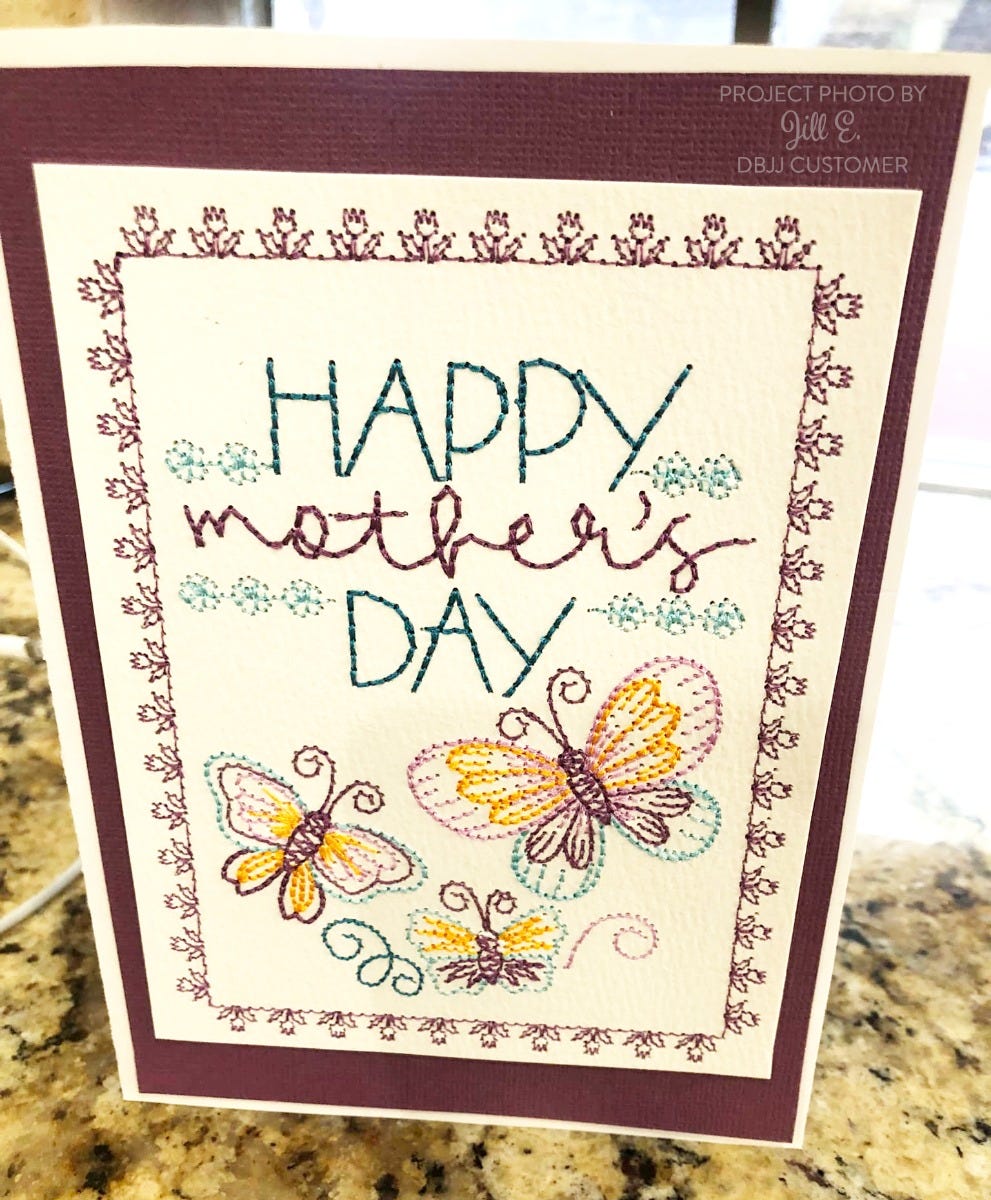 Mother's Father's Day Greeting Cards Embroidery Design Set 1