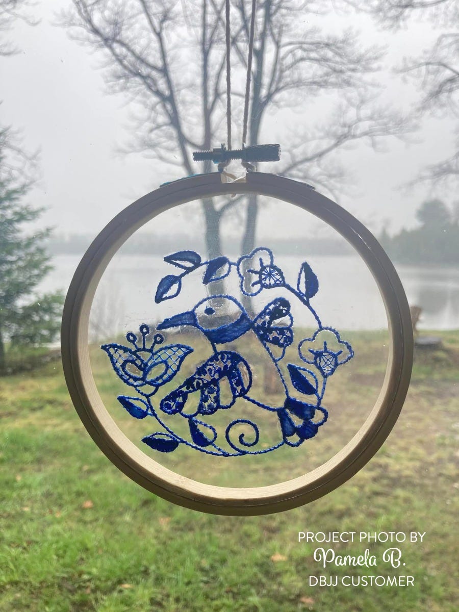 Jacobean Hummingbirds Redwork