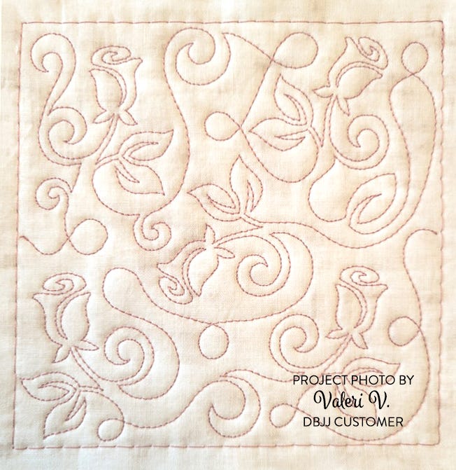 Rosebuds Leaves Swirls End-to-End Quilting Embroidery Design