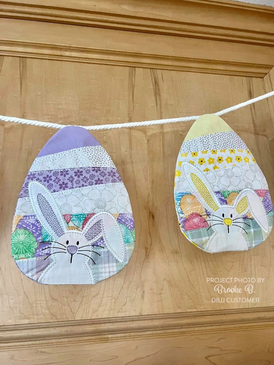Mug Rug Pieced Easter Egg Bunny
