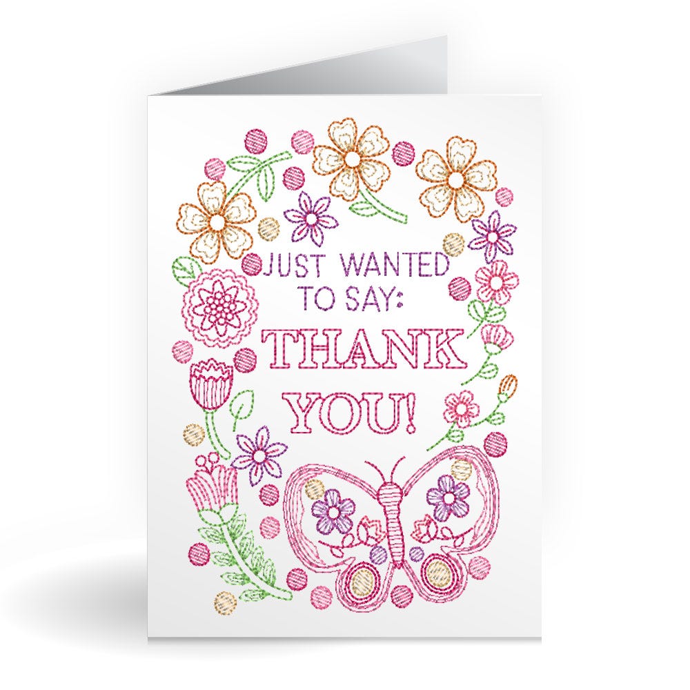 FREE Thank You Greeting Card Embroidery Design | Machine Embroidery Designs by JuJu