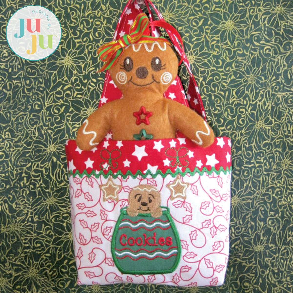 Gingerbread Cookie Bag - updated technique by Oma's Place | Machine Embroidery Designs by JuJu