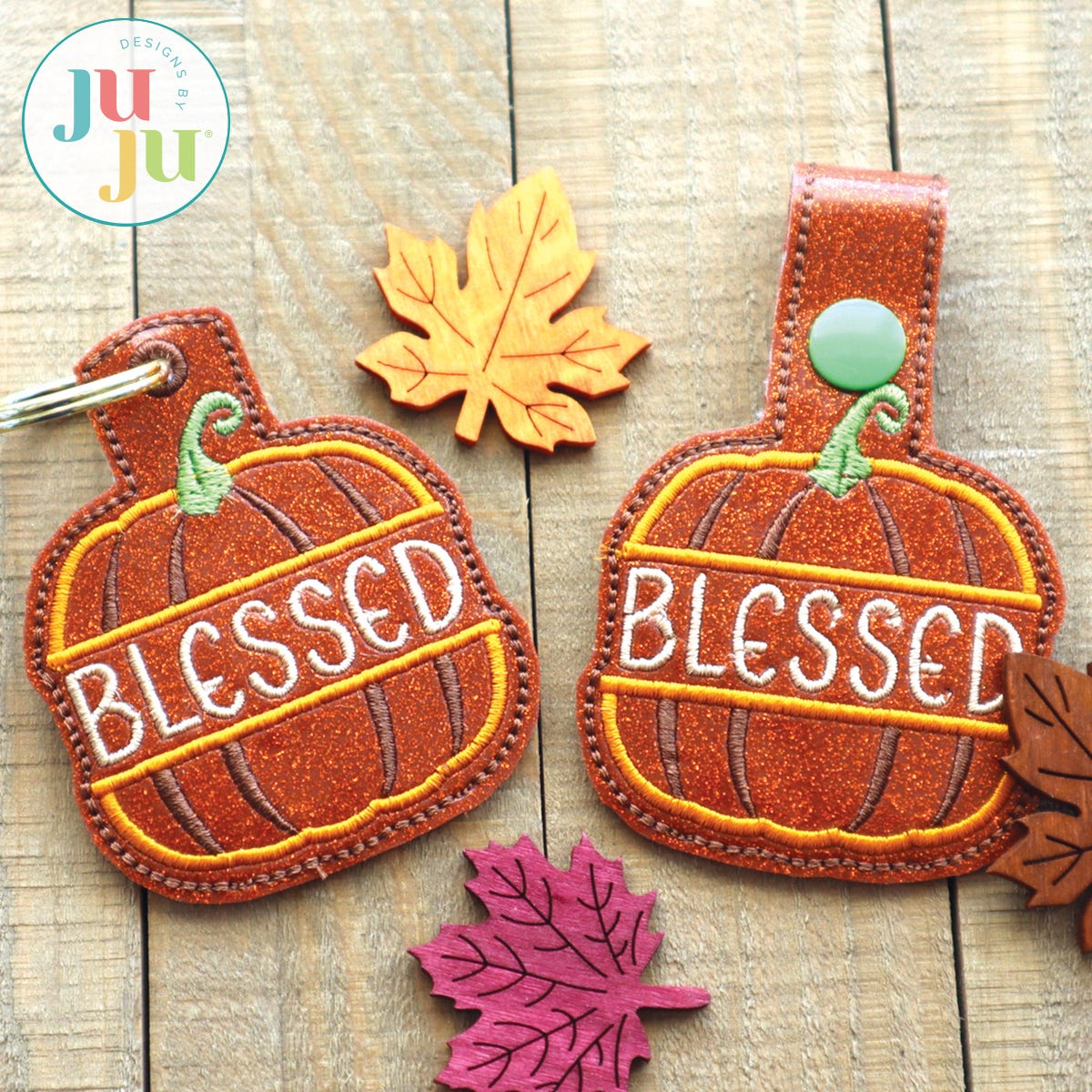 Pumpkin Snap Tag by Oma's Place | Machine Embroidery Designs by JuJu