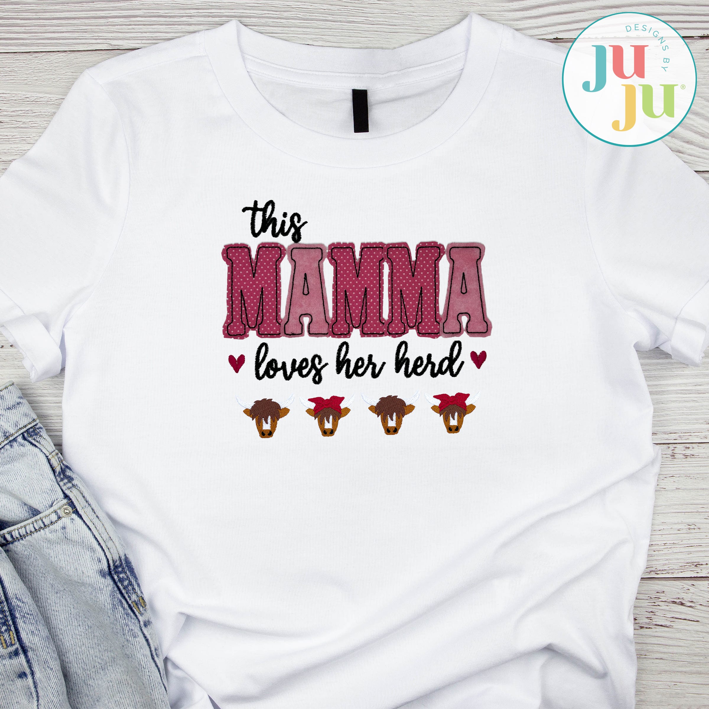                                Mamma Loves Her Herd Embroidery Design | Machine Embroidery Designs by JuJu
                            
