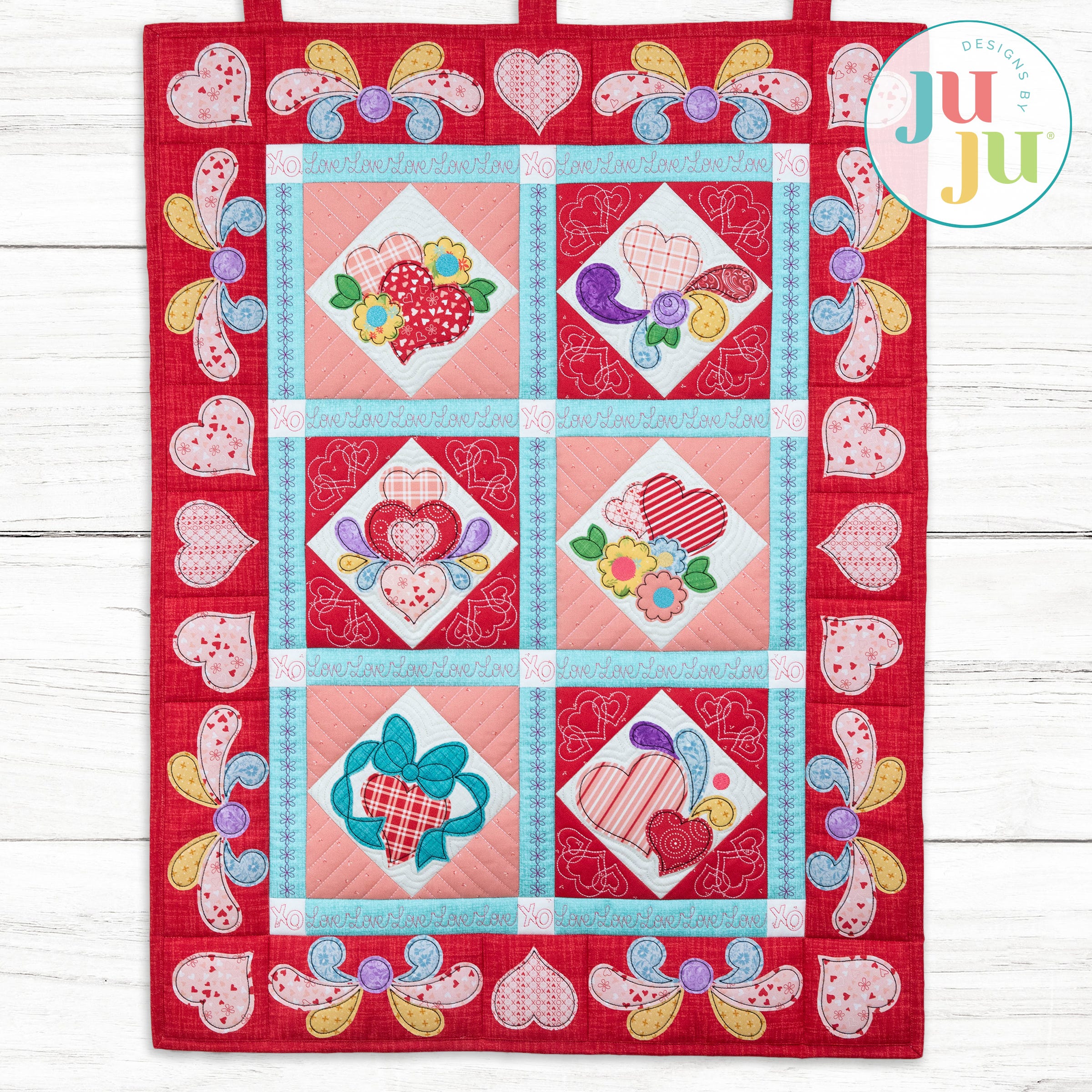 In The Hoop Heartfelt Whimsy Valentine Wall Hanging