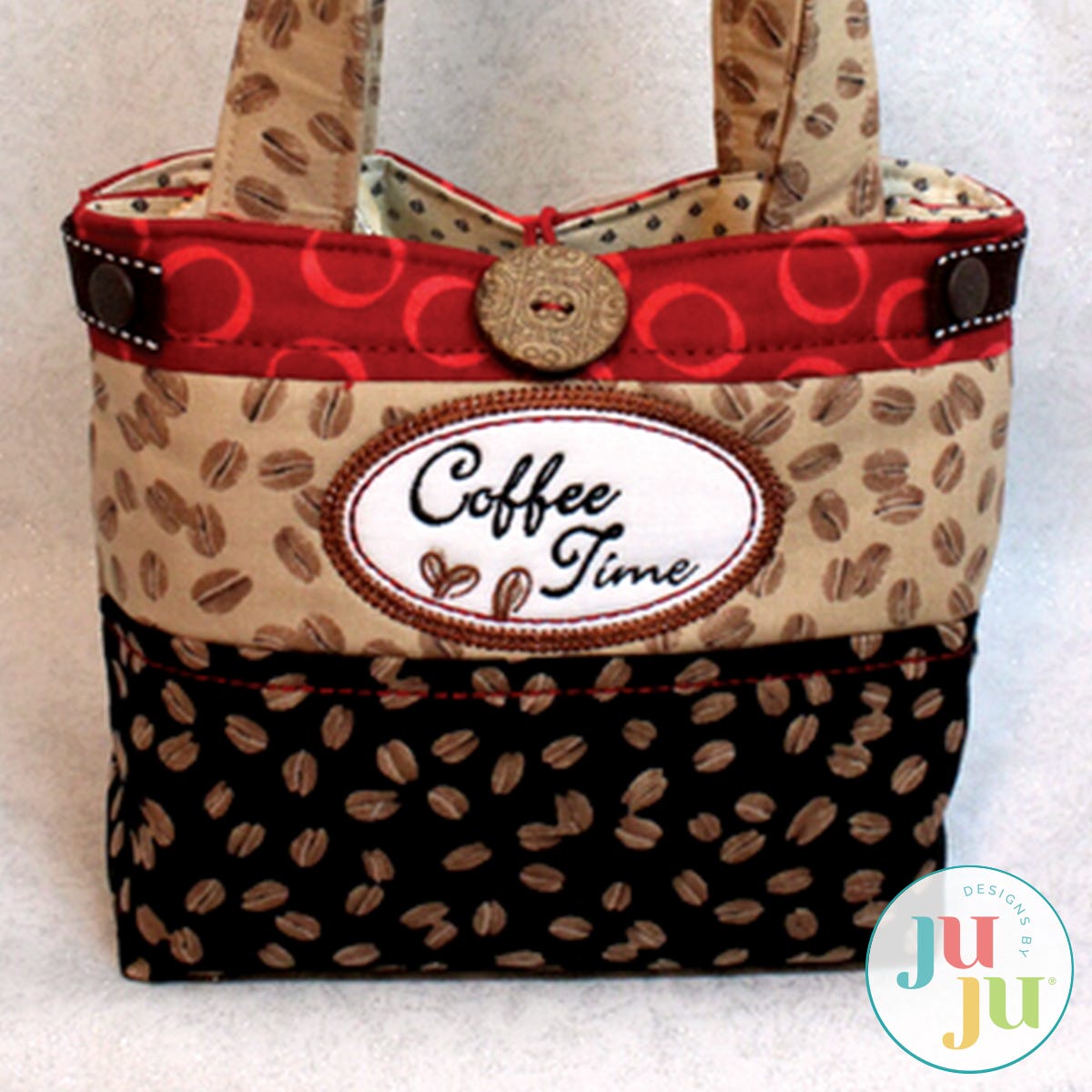 In The Hoop Coffee Time Tote Project by Oma's Place | Machine Embroidery Designs by JuJu