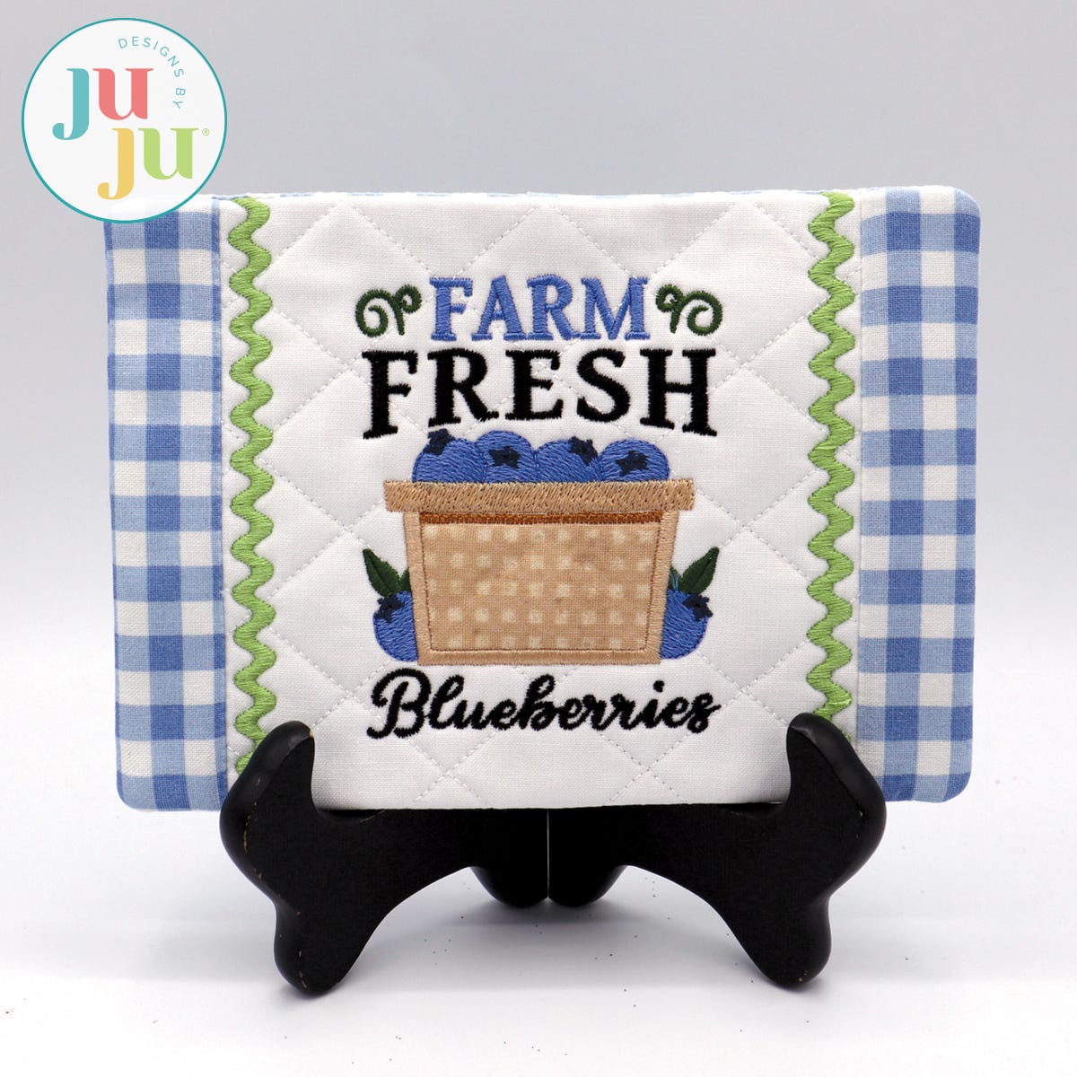 Farm Fresh Mug Rug - Blueberry by Oma's Place | Machine Embroidery Designs by JuJu