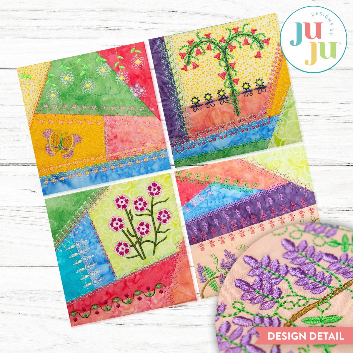 In The Hoop Crazy Patch Blocks Project Series 3 Set 3 | Machine Embroidery Designs by JuJu
