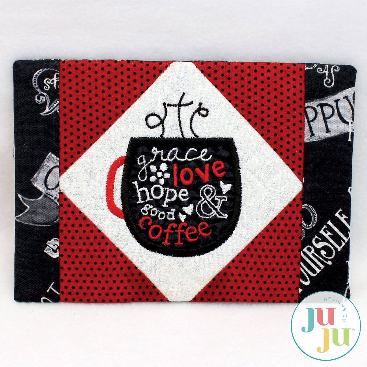 Grace Coffee Mug Rug by Oma's Place | Machine Embroidery Designs by JuJu