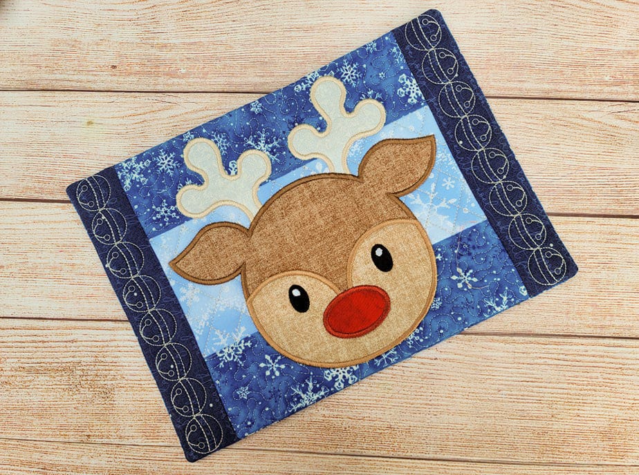 ITH Rudolph Mug Rug | Machine Embroidery Designs by JuJu