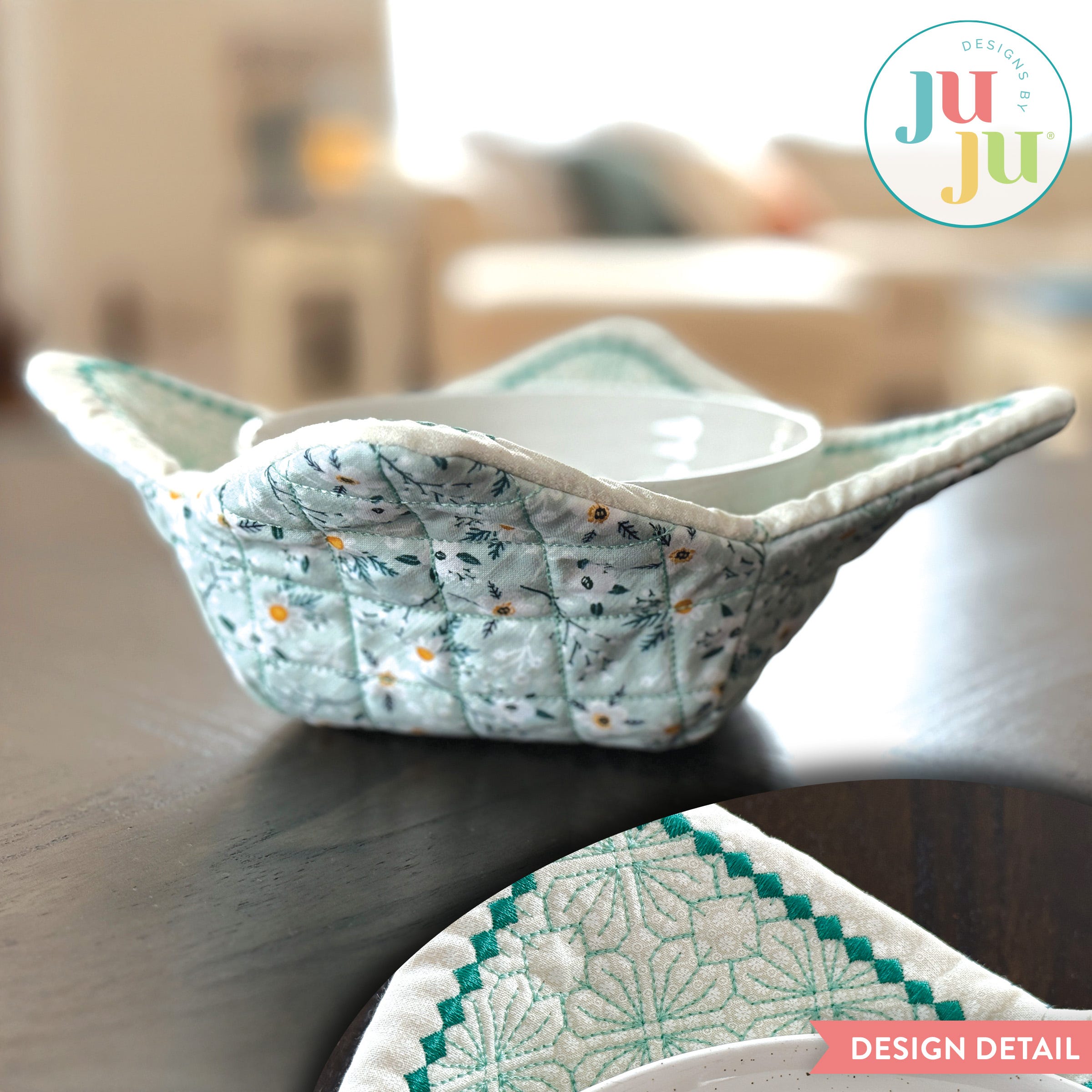 In The Hoop Bowl Cozy 1 Project | Machine Embroidery Designs by JuJu