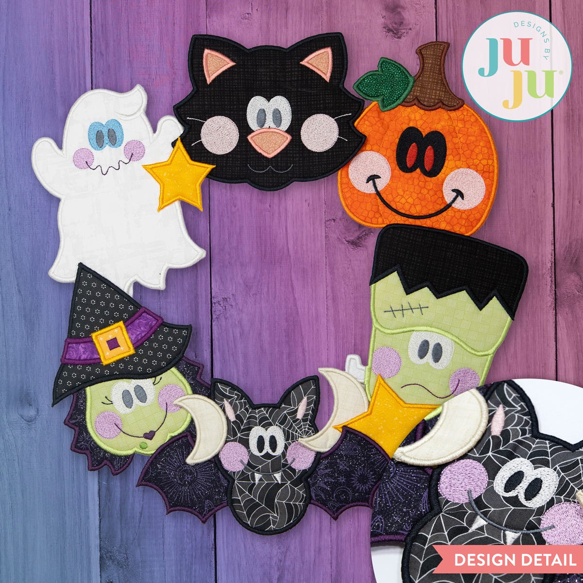 In The Hoop Halloween Wreath Project | Machine Embroidery Designs by JuJu