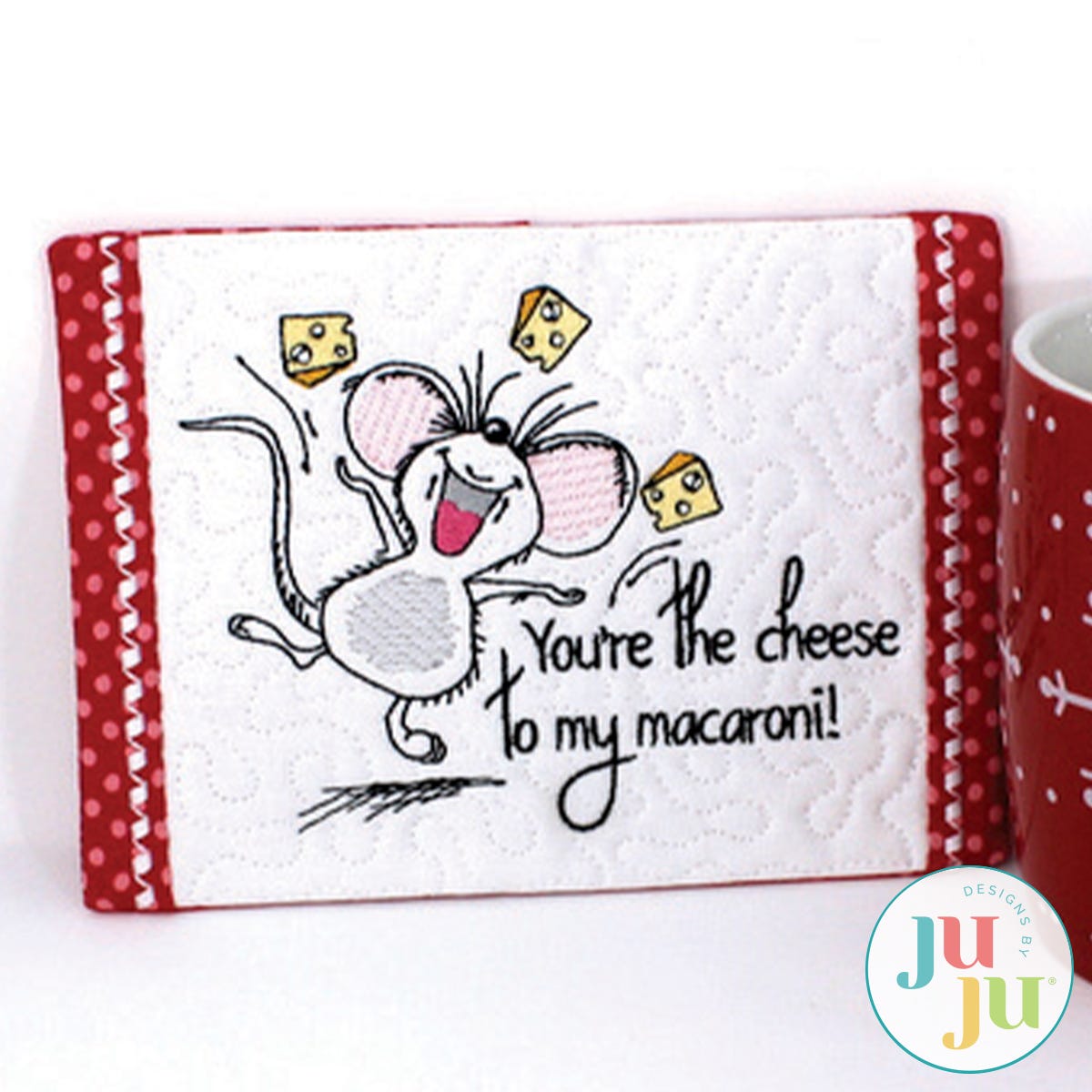 Triple Cheese Mug Rug by Oma's Place | Machine Embroidery Designs by JuJu