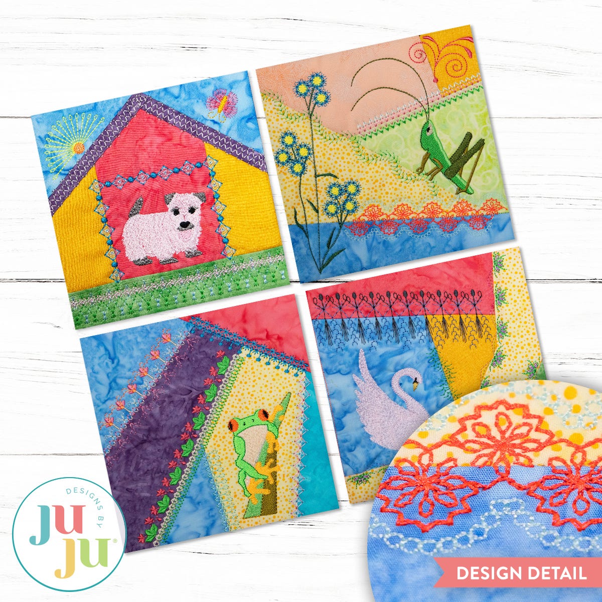 In The Hoop Crazy Patch Blocks Project Series 3 Set 5 | Machine Embroidery Designs by JuJu