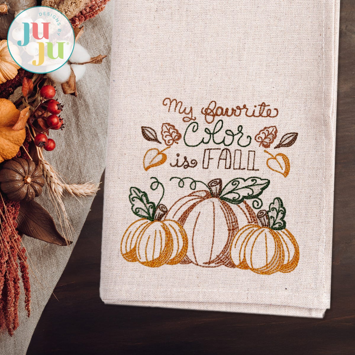 Fall Quotes Embroidery Set | Machine Embroidery Designs by JuJu