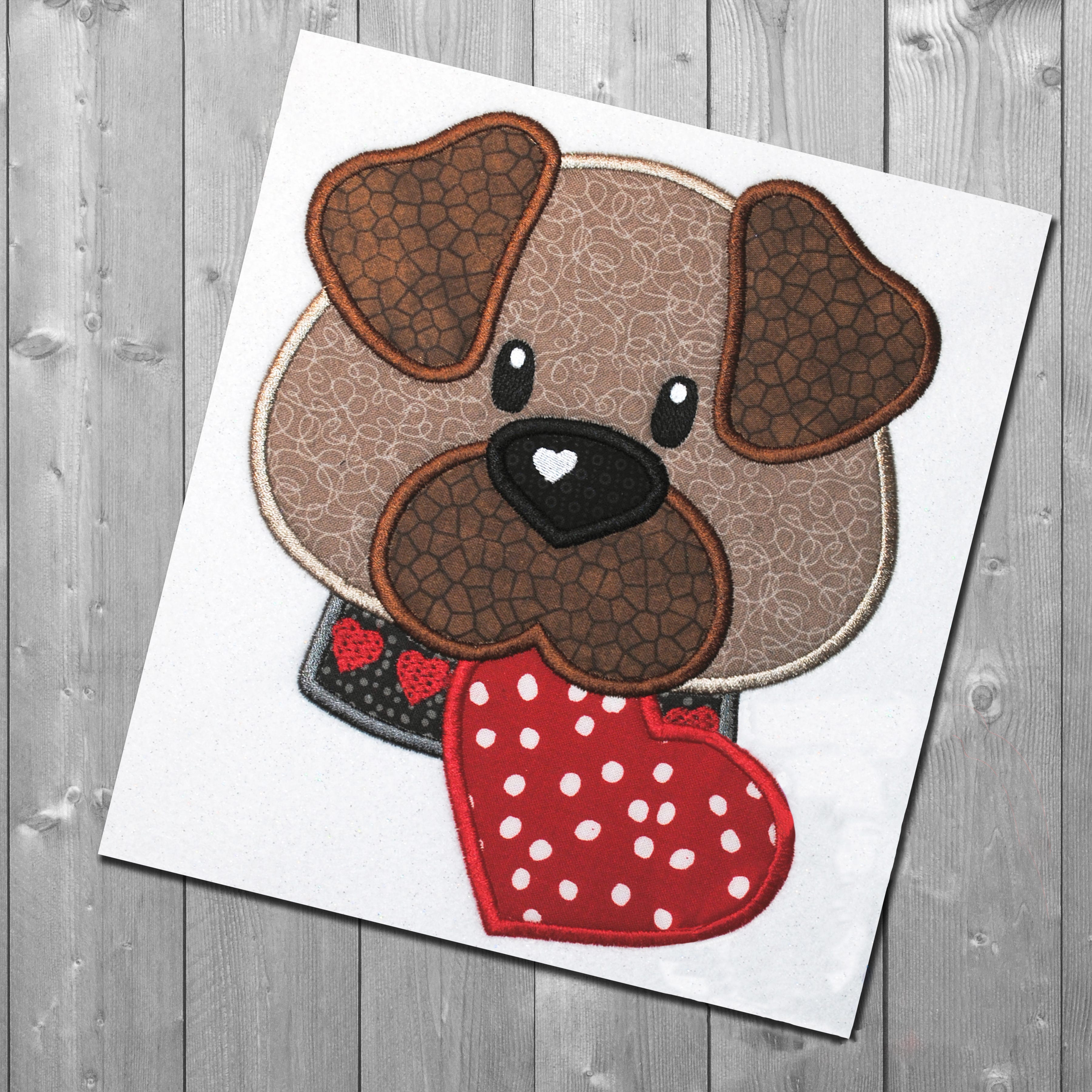 Boxer Heart Embroidery Design | Machine Embroidery Designs by JuJu