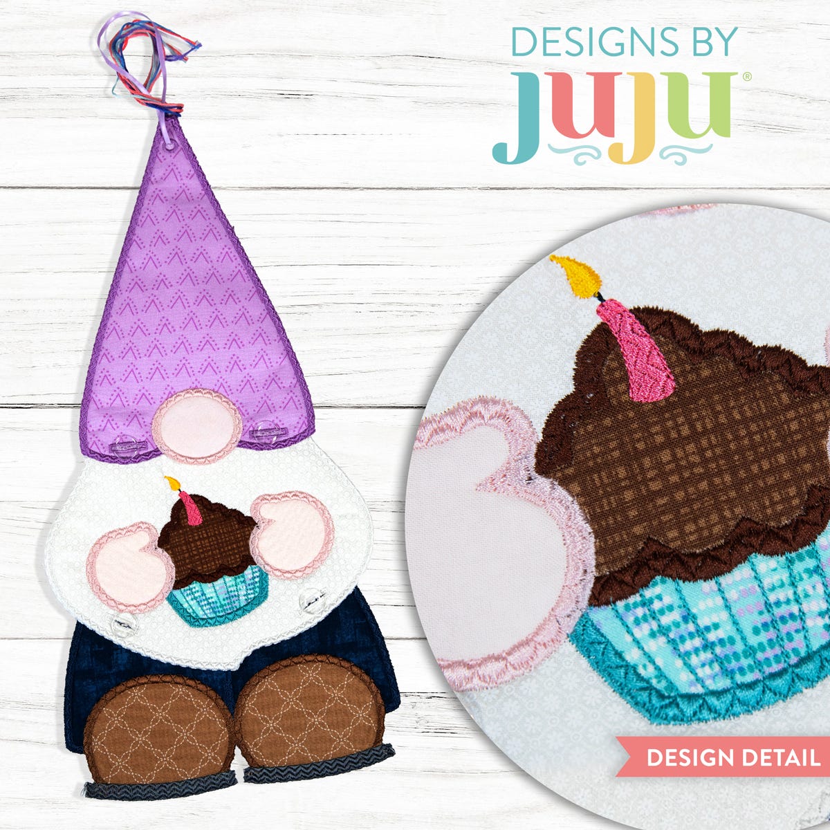 In The Hoop Birthday Gnome Wall Hanging Project | Machine Embroidery Designs by JuJu