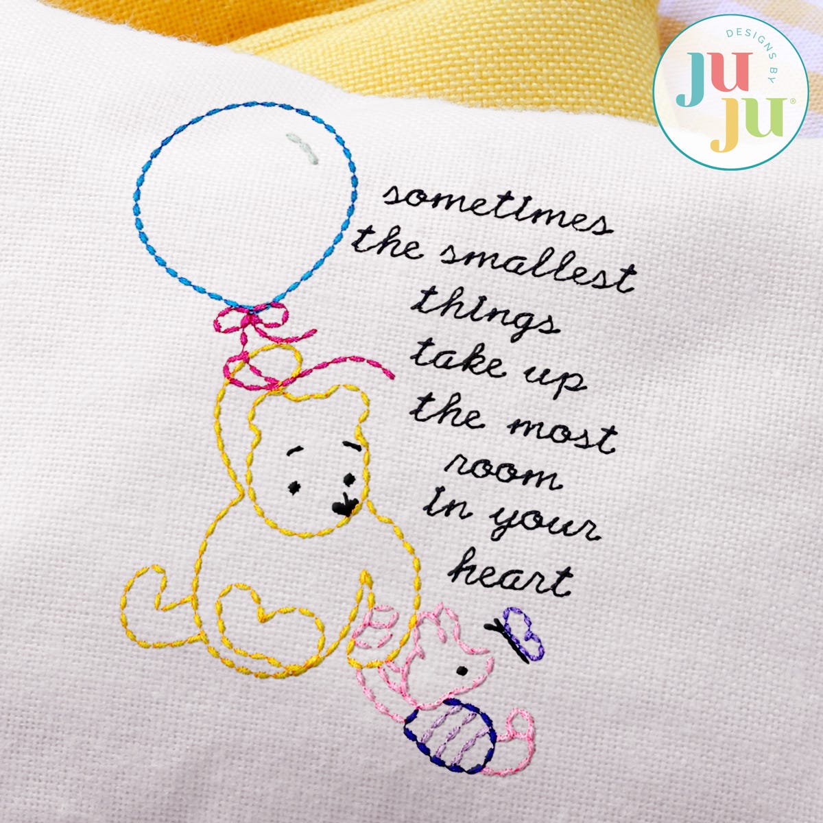 Winnie-the-Pooh Piglet Balloon Embroidery Design | Machine Embroidery Designs by JuJu