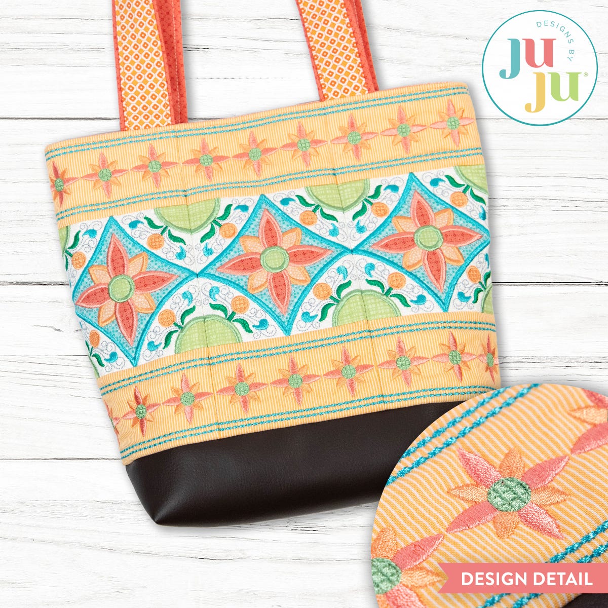 In The Hoop Penelope Tote Bag Project | Machine Embroidery Designs by JuJu