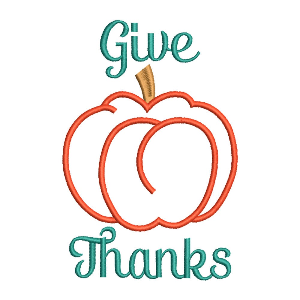 FREE Thanks Pumpkin Embroidery Design | Machine Embroidery Designs by JuJu
