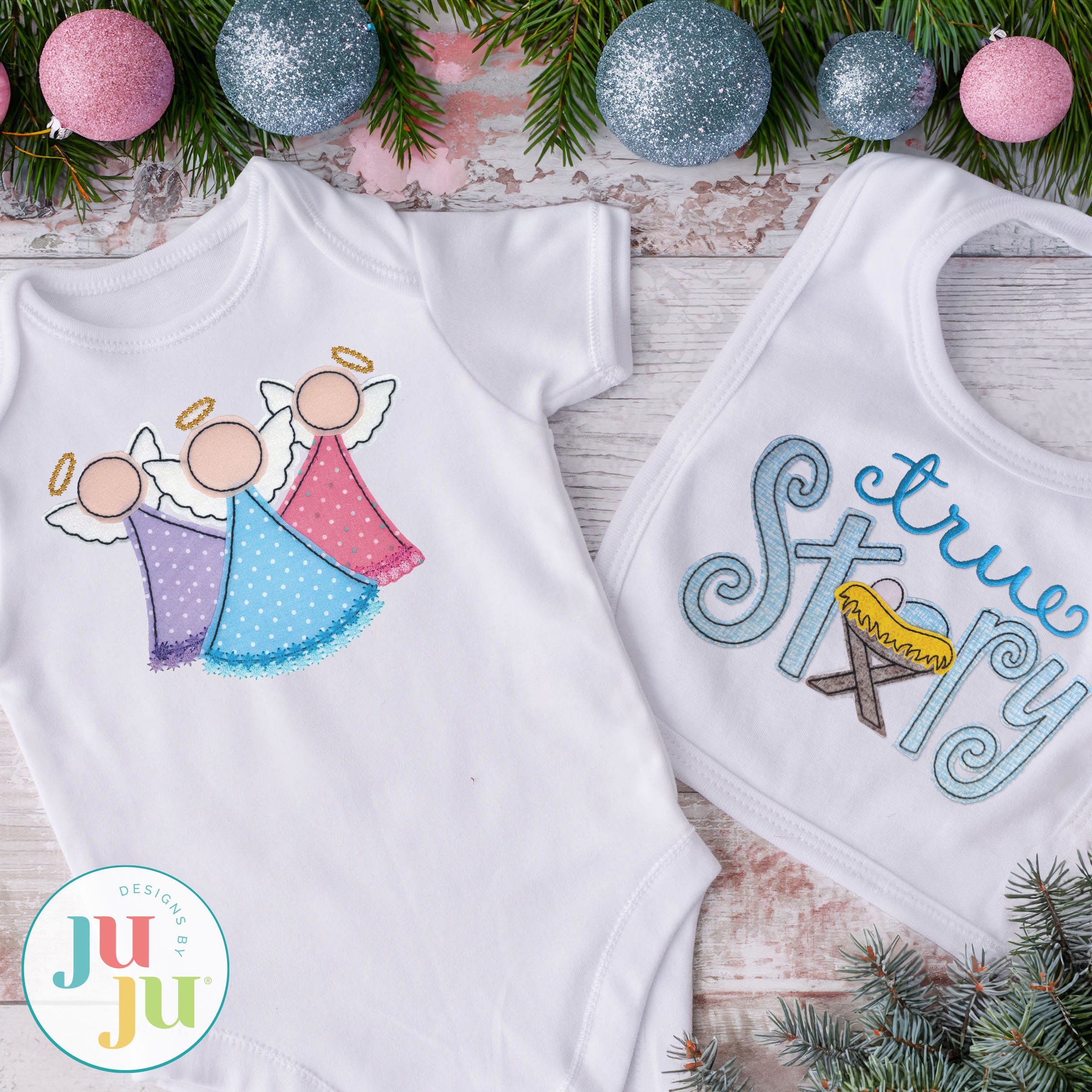 Nativity Christmas Applique Bean Stitch 1 Embroidery Set | Machine Embroidery Designs by JuJu