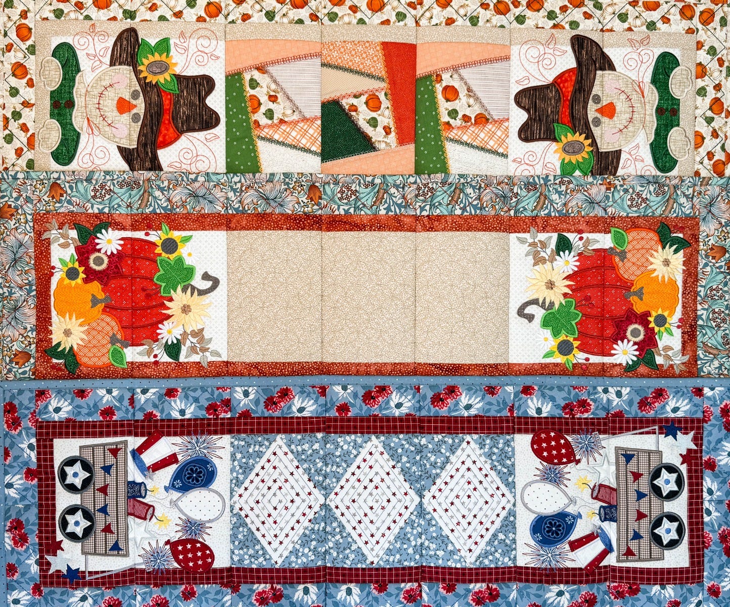 ITH Modular Seasonal Table Runner 3 | Machine Embroidery Designs by JuJu