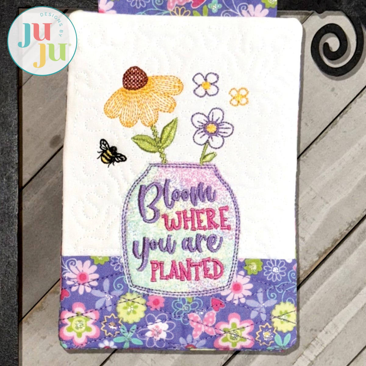 In The Hoop Bloom Mini Flag Project by Oma's Place | Machine Embroidery Designs by JuJu