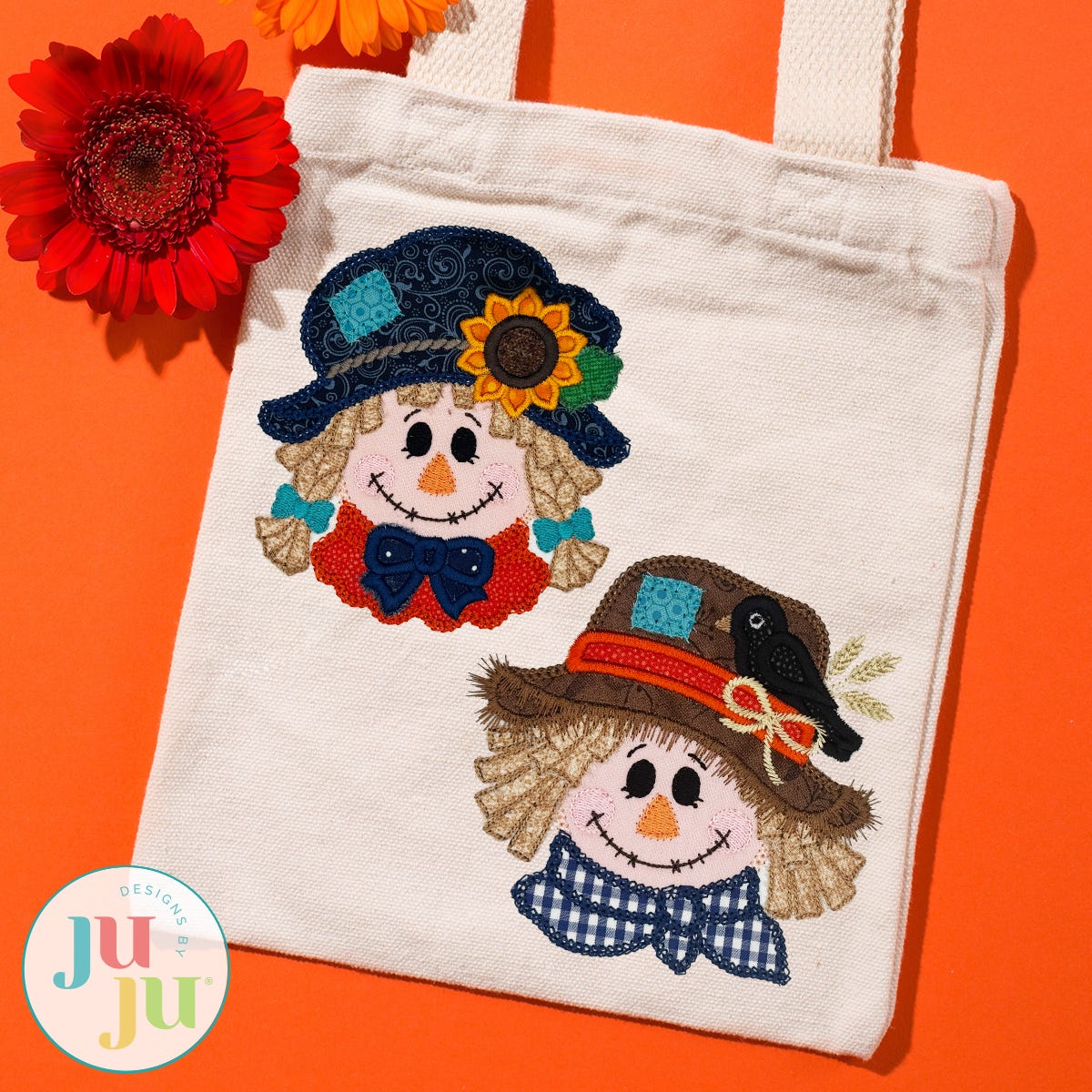 Cute Scarecrows Applique Embroidery Set | Machine Embroidery Designs by JuJu