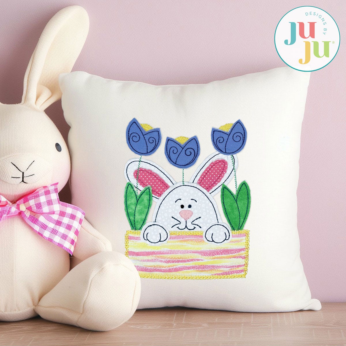 Chunky Easter Bunnies 1 Bean Embroidery Set | Machine Embroidery Designs by JuJu