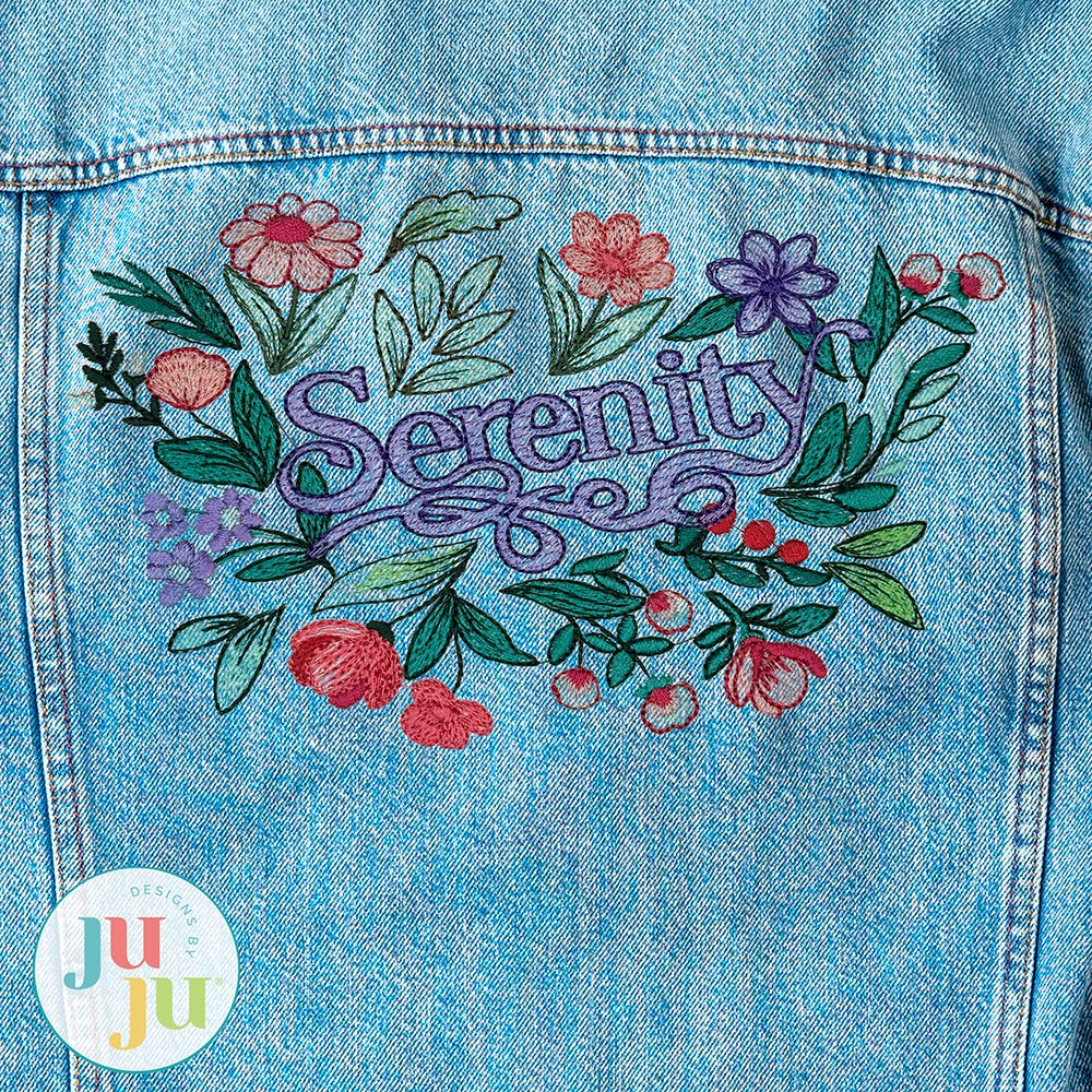 Serenity Word Art Embroidery Design | Machine Embroidery Designs by JuJu