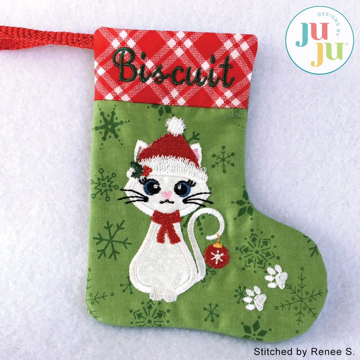 Christmas Cat Ornament Stocking by Oma's Place | Machine Embroidery Designs by JuJu
