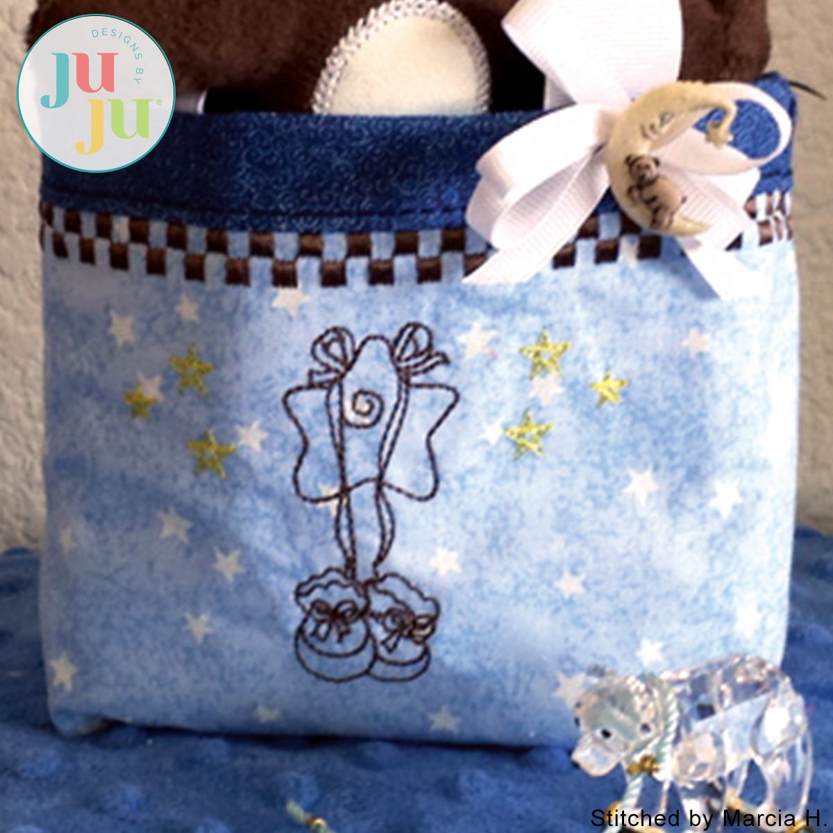 In The Hoop Baby Boy Gift Bag Project by Oma's Place | Machine Embroidery Designs by JuJu