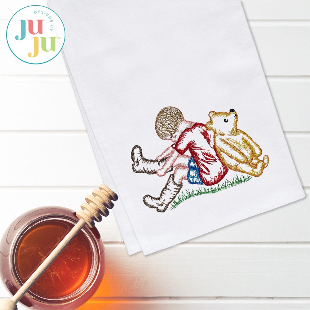 Watercolor Christopher Robin Embroidery Design | Machine Embroidery Designs by JuJu