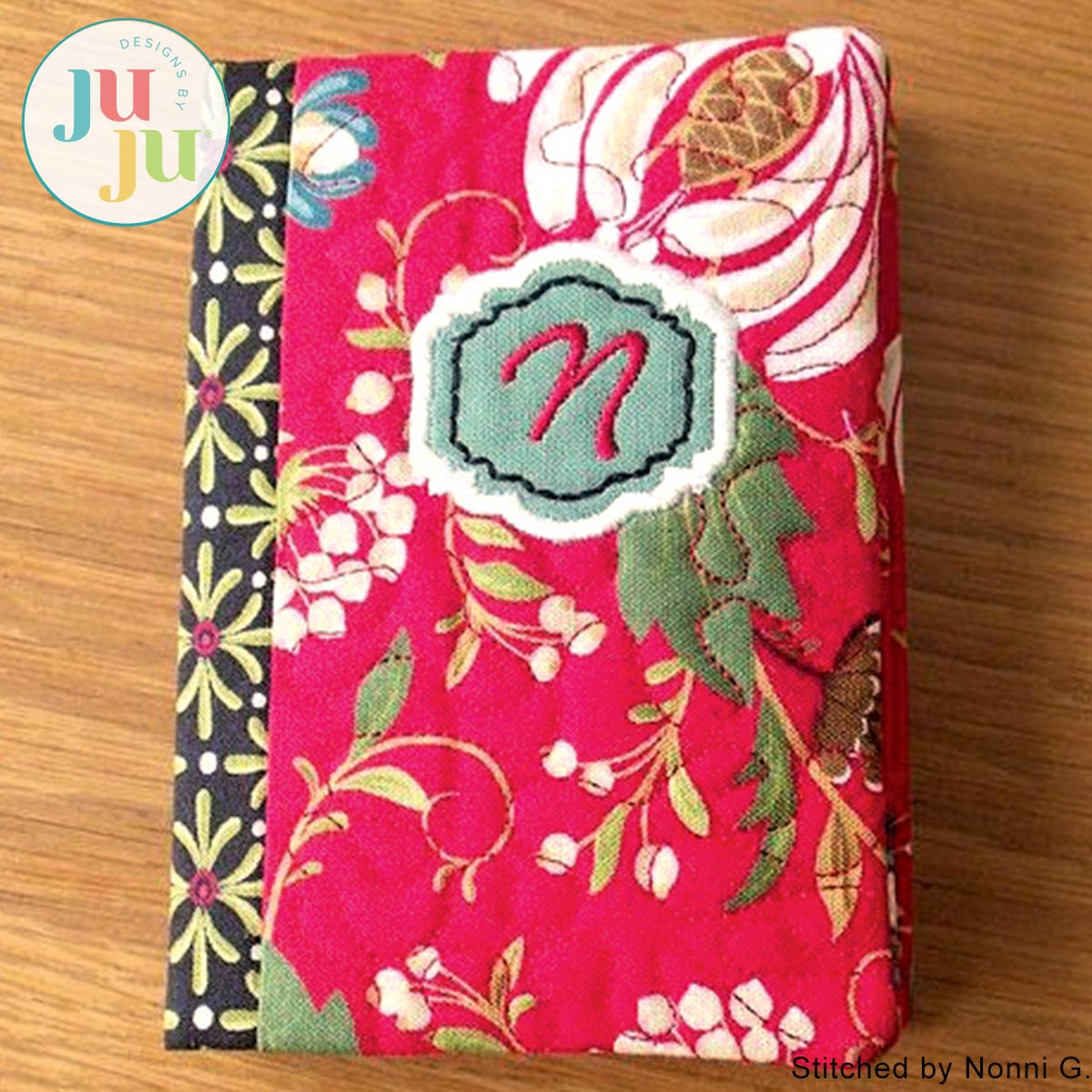 In The Hoop Mini Composition Book Cover Project by Oma's Place | Machine Embroidery Designs by JuJu