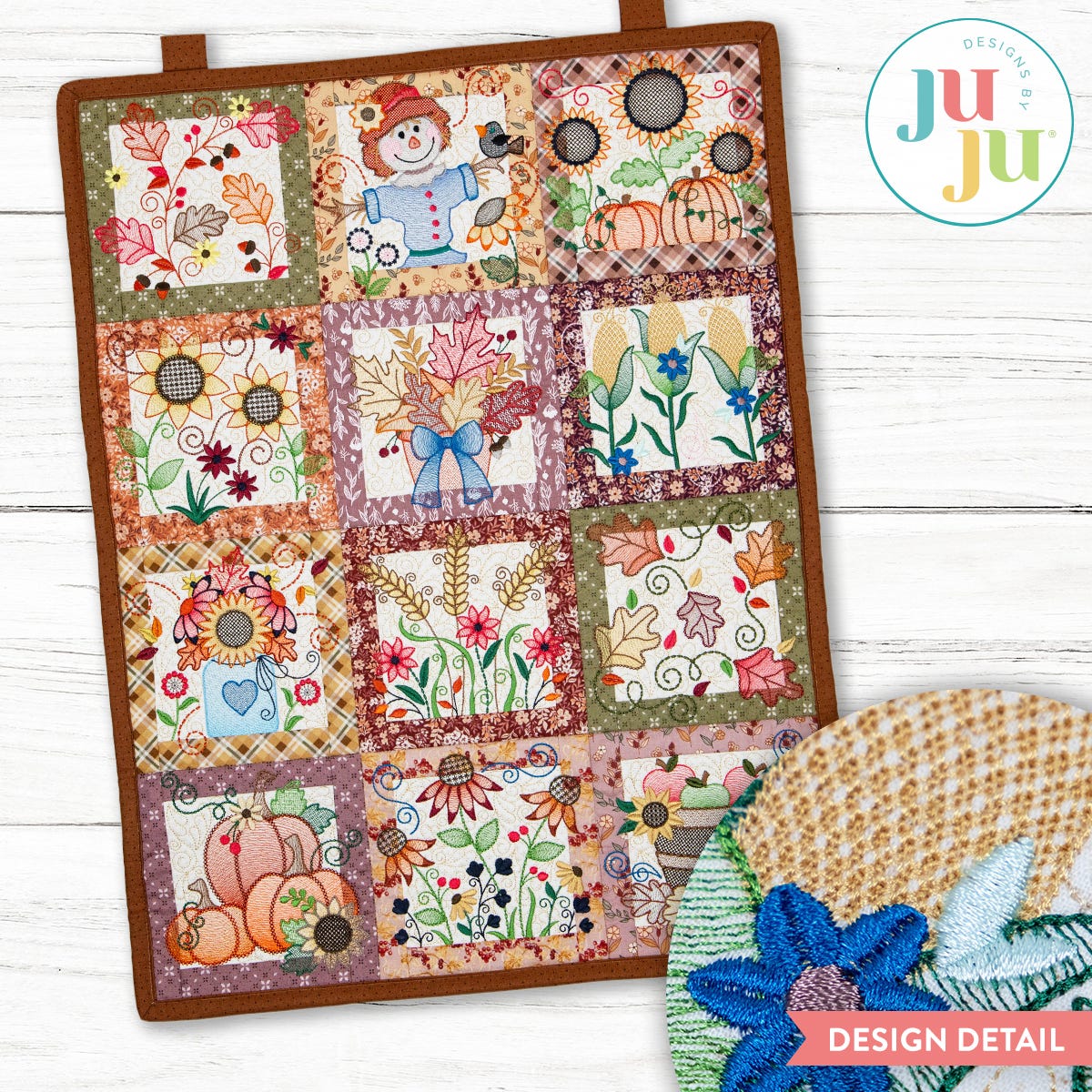In The Hoop Harvest Whimsy Quilt Project | Machine Embroidery Designs by JuJu