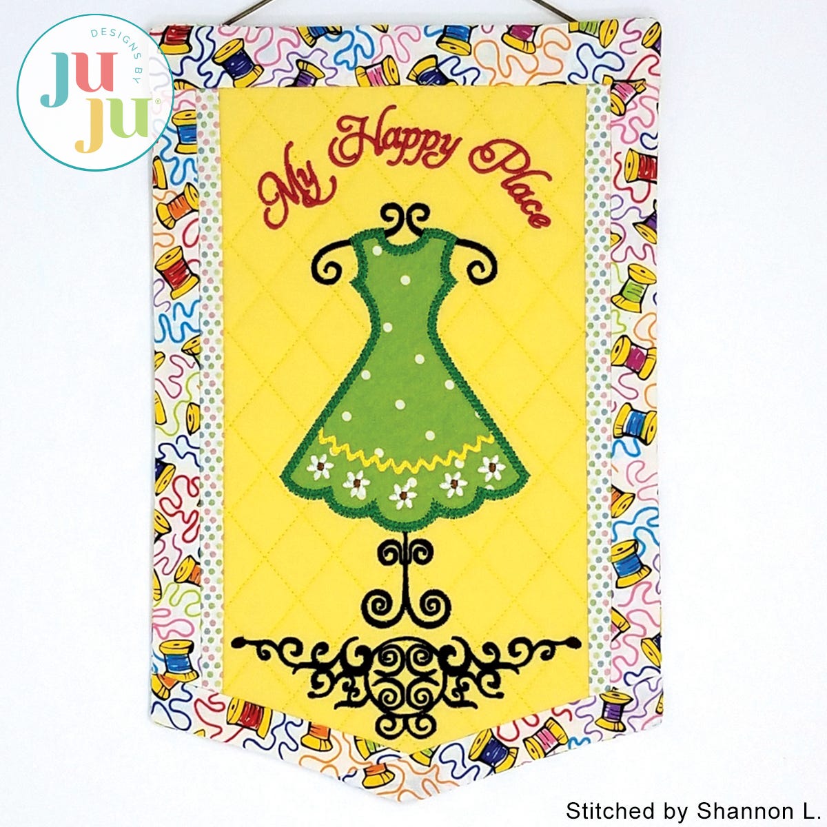 In The Hoop Happy Place Banner Project by Oma's Place | Machine Embroidery Designs by JuJu