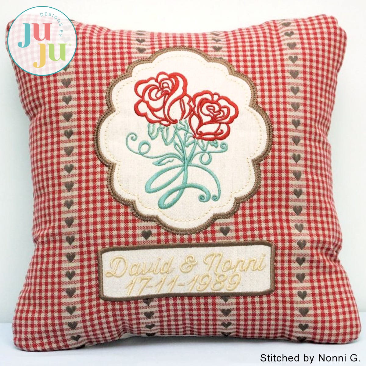  Satin Rose Pillow by Oma's Place | Machine Embroidery Designs by JuJu