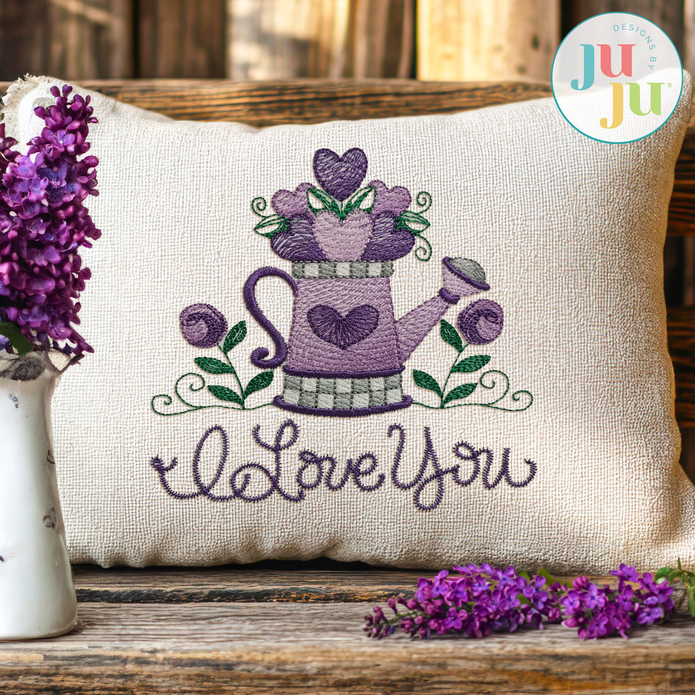 Love Blooms Valentine Sketch Set 1 Embroidery Set | Machine Embroidery Designs by JuJu