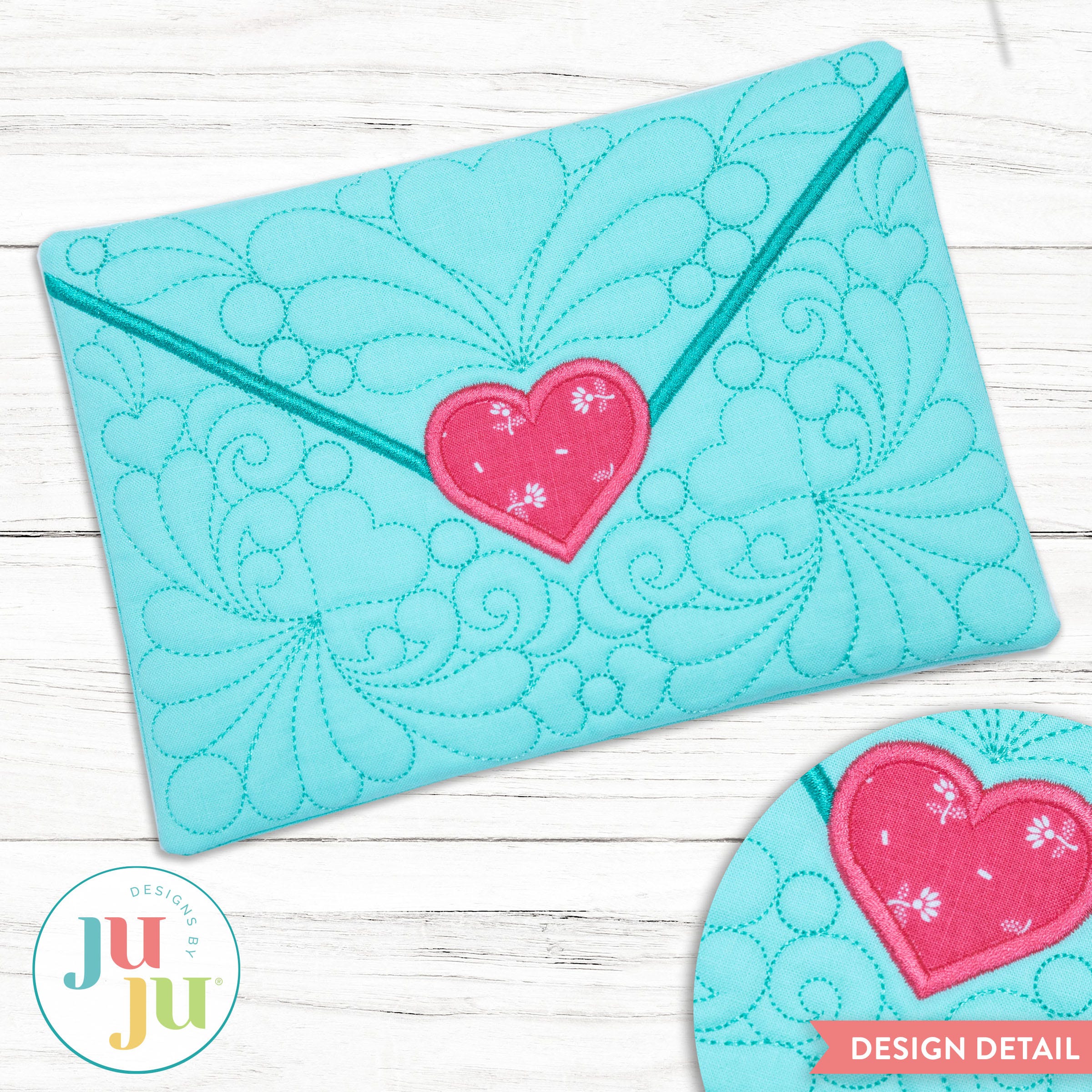 In The Hoop Envelope Mug Rug Project | Machine Embroidery Designs by JuJu