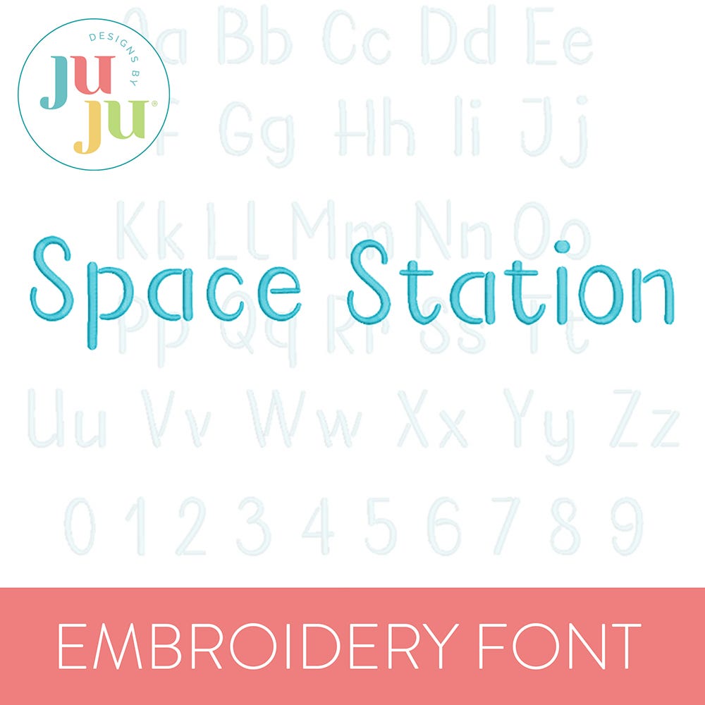 Space Station Embroidery Font | Machine Embroidery Designs by JuJu