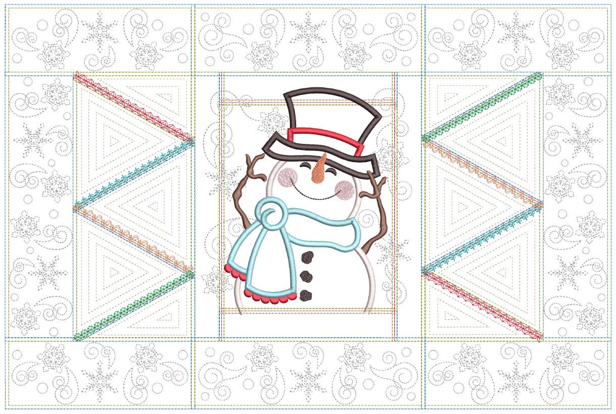 In The Hoop Modular Snowman Placemat Project