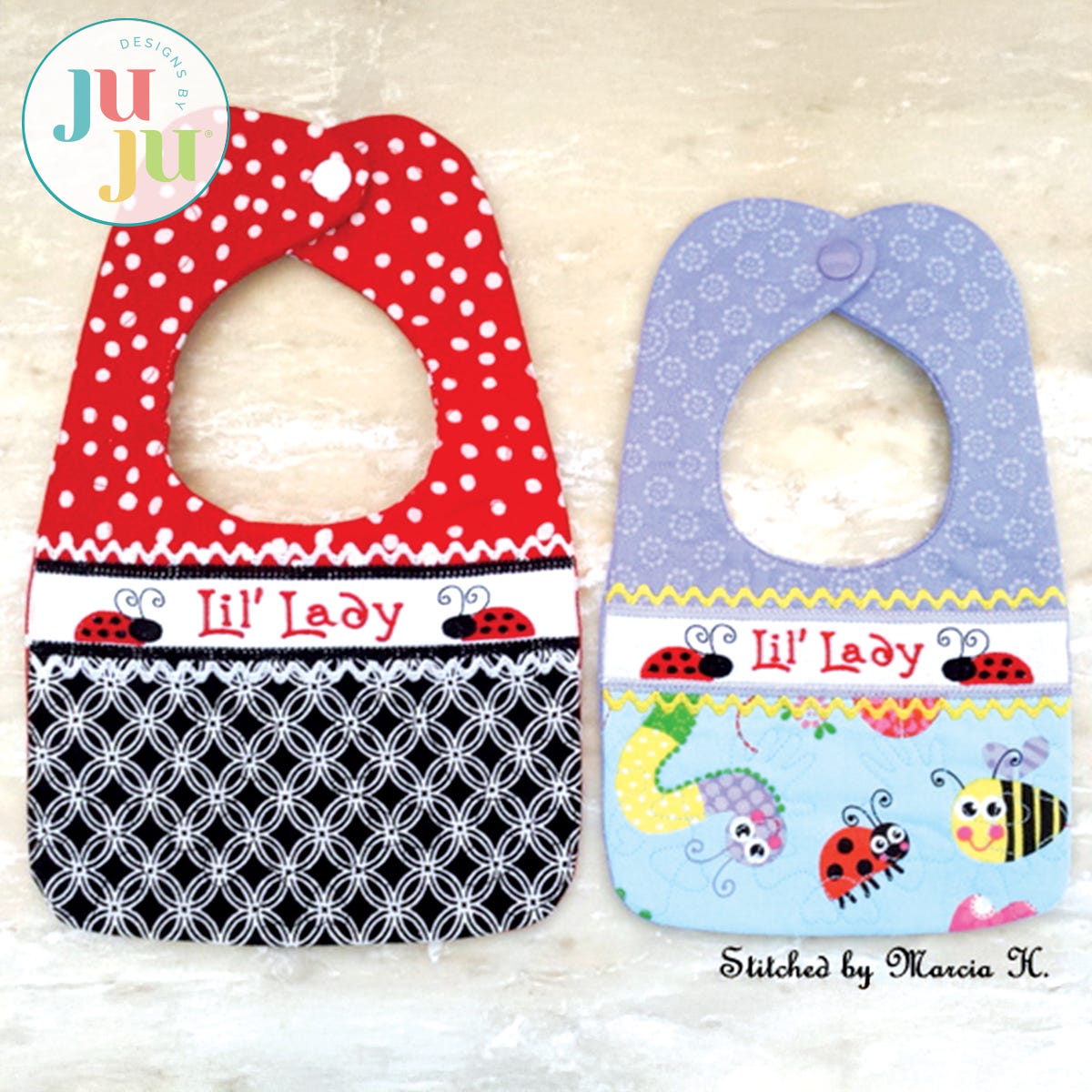                                 In The Hoop Lil Lady Baby Bib Project by Oma's Place | Machine Embroidery Designs by JuJu
                            