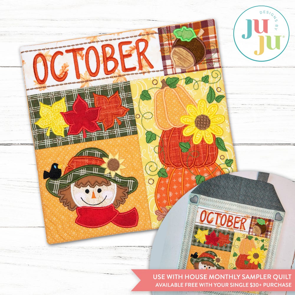 In The Hoop October Fall Mini Sampler Quilt Project | Machine Embroidery Designs by JuJu