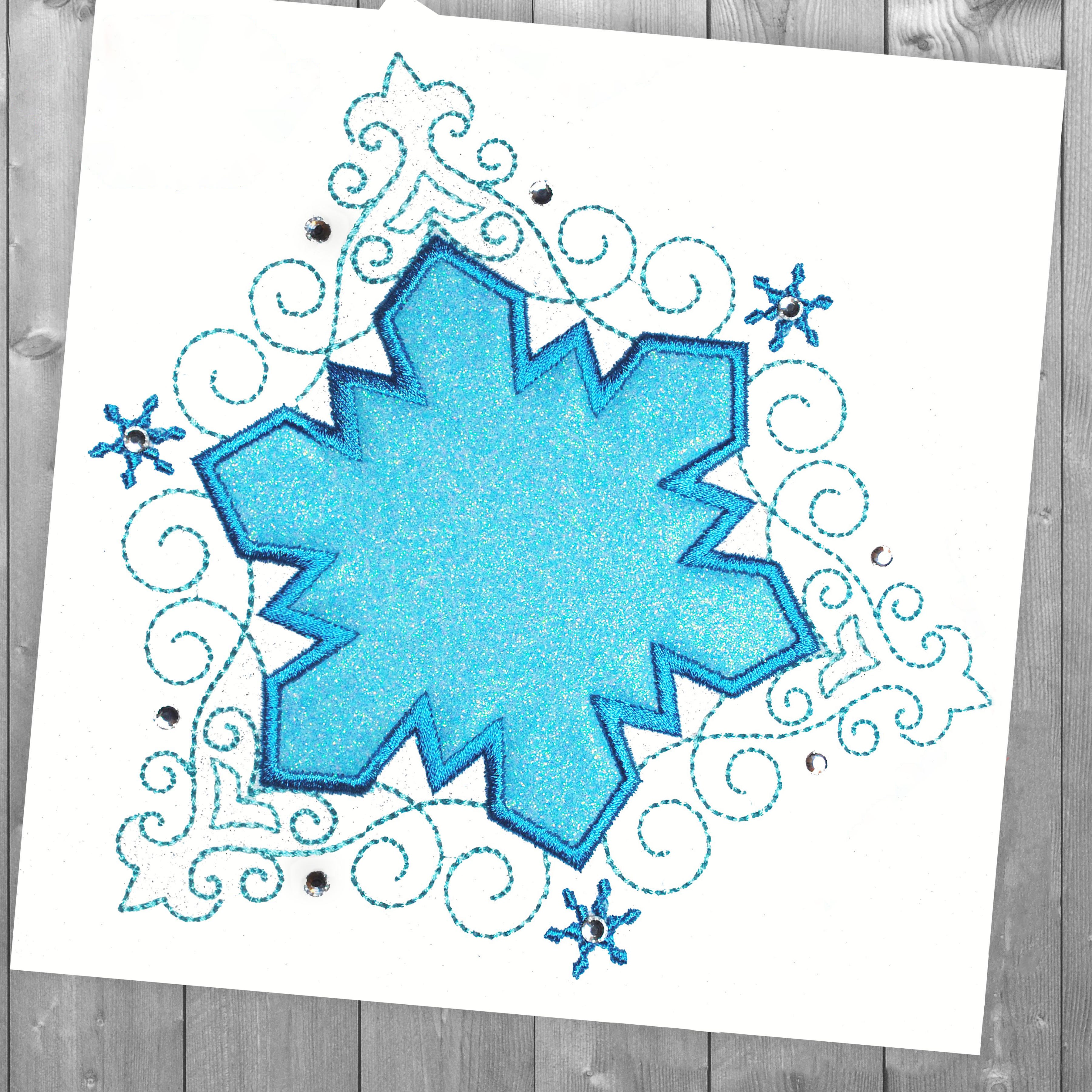 Snow Princess Frame 1 Embroidery Design | Machine Embroidery Designs by JuJu